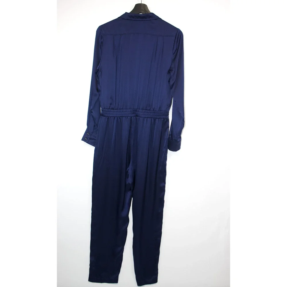 NEW Amanda Uprichard Felix Jumpsuit Revolve 100% Silk Size Small  Navy - Picture 5 of 11